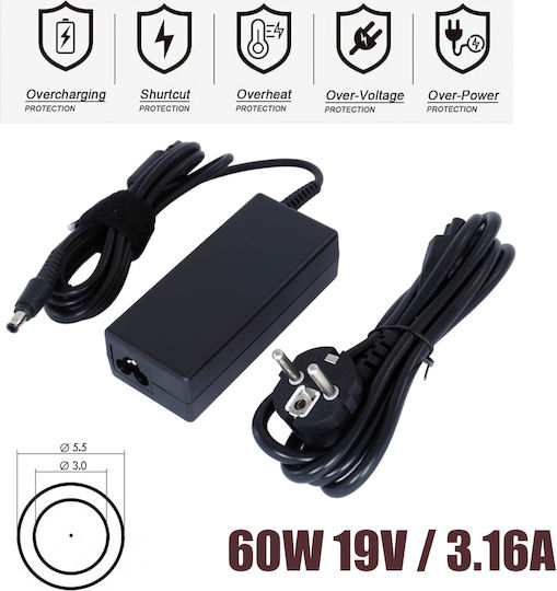 Laptop Power Supply AC Adapter Charger Samsung AD-6019 AP04214-UV ADP-60ZH A BA44-00243A Samsung NP200 NP400 NP-Q320 NT-Q320 NP-460 NT-R460 NP-RC420 NT-RC420 NP-SF310 NT-SF310 R440i R480i R430i P560i Q430H R530C OEM High Quality Code 60002