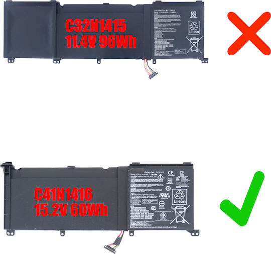 C41n1416 Съвместима Батерия за Asus Zenbook / ROG Asus ZenBook Pro N501J, N501JW, N501L, UX501JW, G601J с 3950mAh