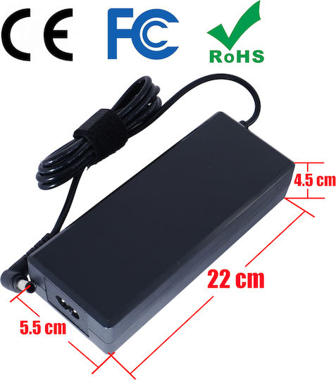 Ac Adapter Φορτιστής Laptop 100W 19.5V 5.2A για Sony με Αποσπώμενο Καλώδιο Τροφοδοσίας