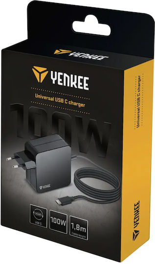 Yenkee USB-C Universal Φορτιστής Laptop με Αποσπώμενο Καλώδιο Τροφοδοσίας