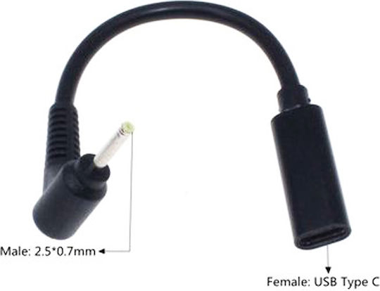 Καλώδιο Τροφοδοσίας Power Adapter Charger Cable Usb Type-c To 2.5mm*0.7mm Κωδ.1-dccrd040