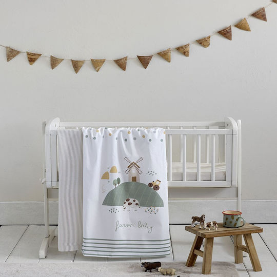 Nima Farm Baby Комплект Бебешки Чаршафи За Количка Памучни Многоцветен Бели 70x110бр 2бр