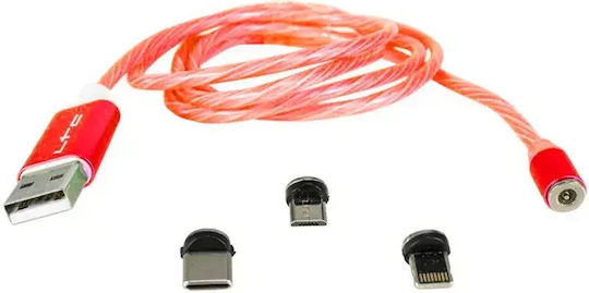 LTC Audio LED USB to Lightning / Type-C / micro USB Cable Μπλε 1m