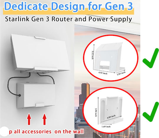 Βάση Τοίχου Τροφοδοτικού & Δρομολογητή Power Supply & Wall Mount Bracket Starlink Device Router Gen 3 V3 Wifi Accessories Easy Installation Space Κωδ.1-per0085