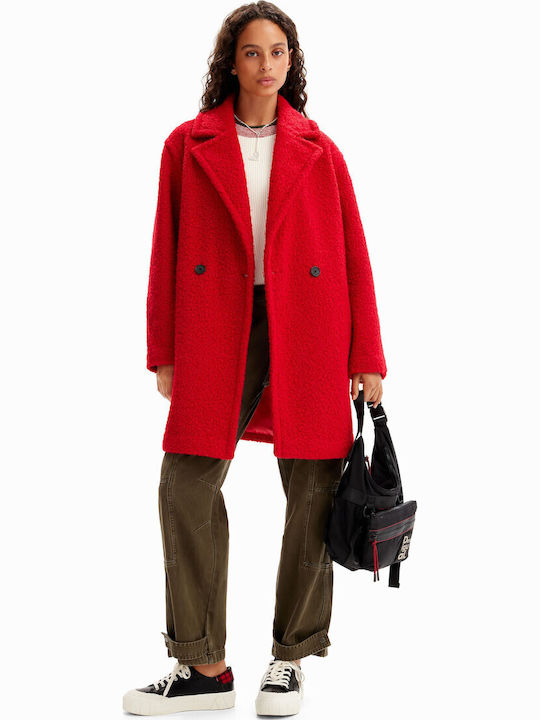 London Women's Red Coat with Buttons