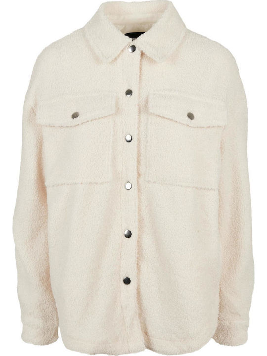 Sherpa Γυναικείο Λευκό Overshirt Oversized