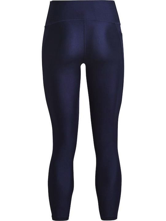 Heat Gear 7/8 Training Women's Cropped Firming Shiny And High Waist Navy Blue Leggings