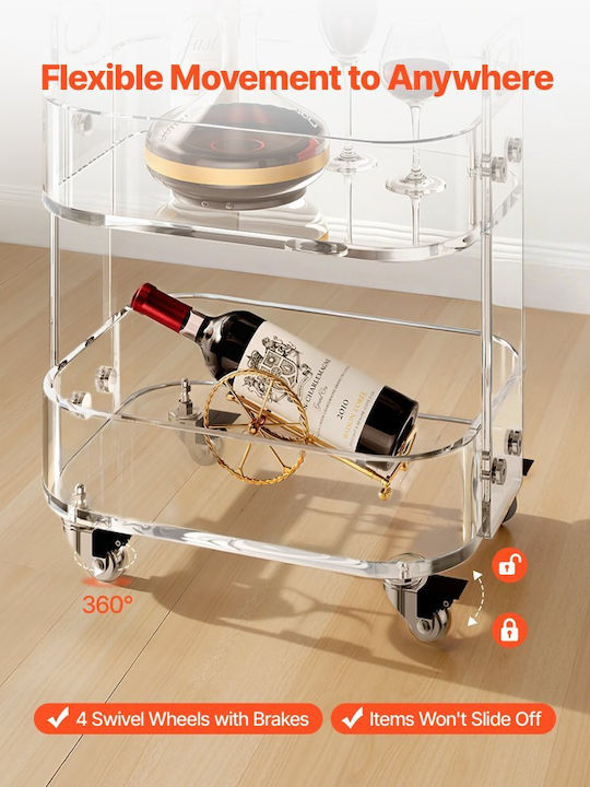 Vevor Free Standing Glass Wine Cabinet with Wheels Transparent 30.5x41.6x48cm