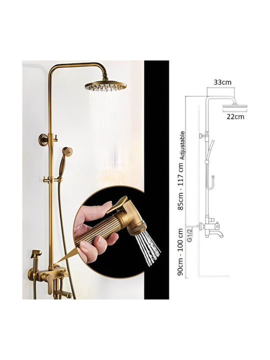 Bonken Shower Column with Mixer Bronze