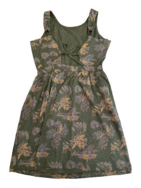 Floral Rochie pentru Copii Fără mâneci Floral Kaki