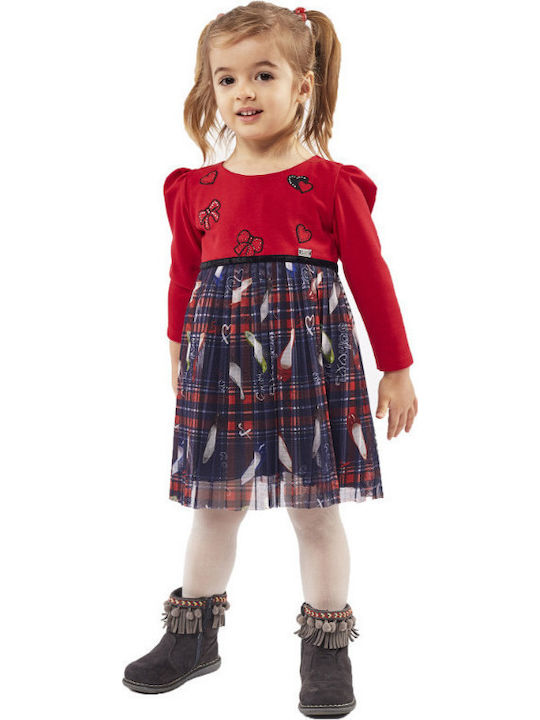 Children's Dress Long Sleeve Tulle Red