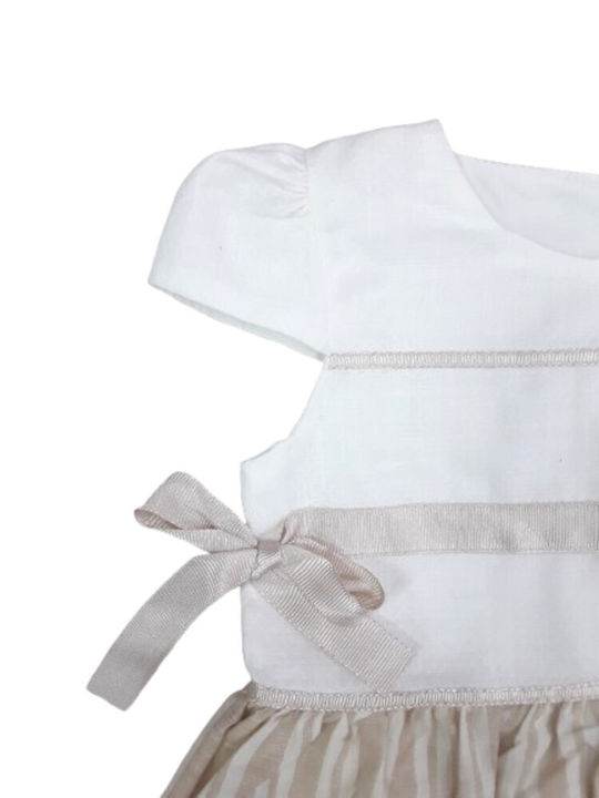 Rochie pentru Copii Mâneca scurta Cu dungi Bej