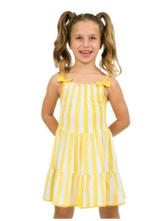 Children's Dress Sleeveless Striped Yellow