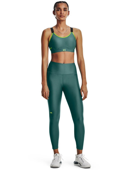 Heat Gear 7/8 Women's Cropped Training Legging Shiny & High Waisted Coastal Teal / White