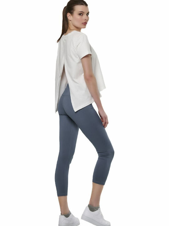 Schulung Frauen Gekürzt Leggings Blue Grey