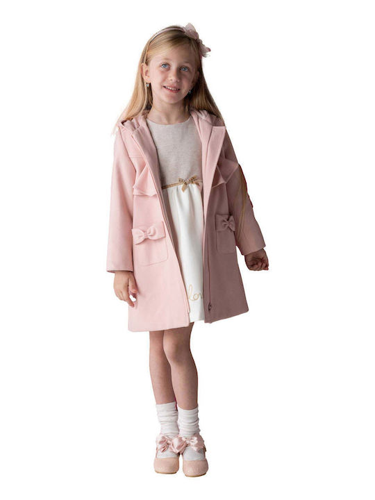 Children's Dress Long Sleeve Set with Coat and Blouse Pink
