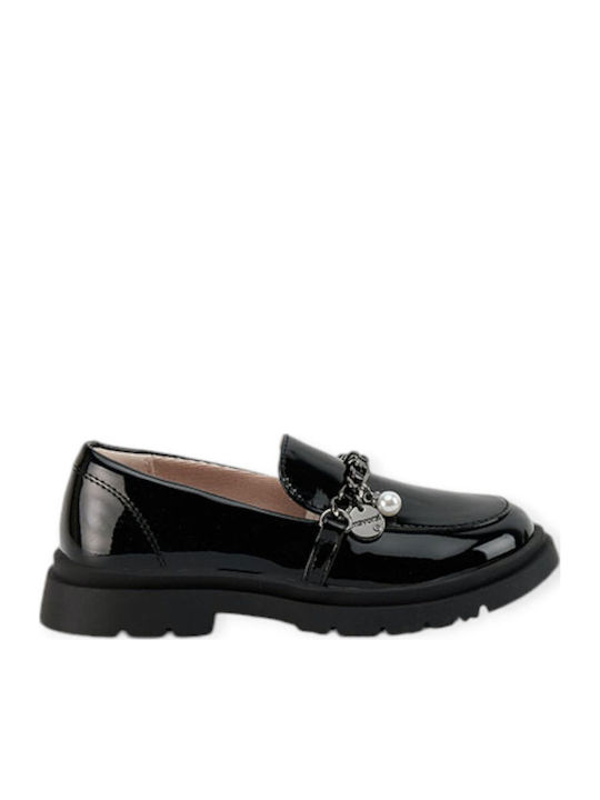 Girls Leather Slip-On Moccasins Black