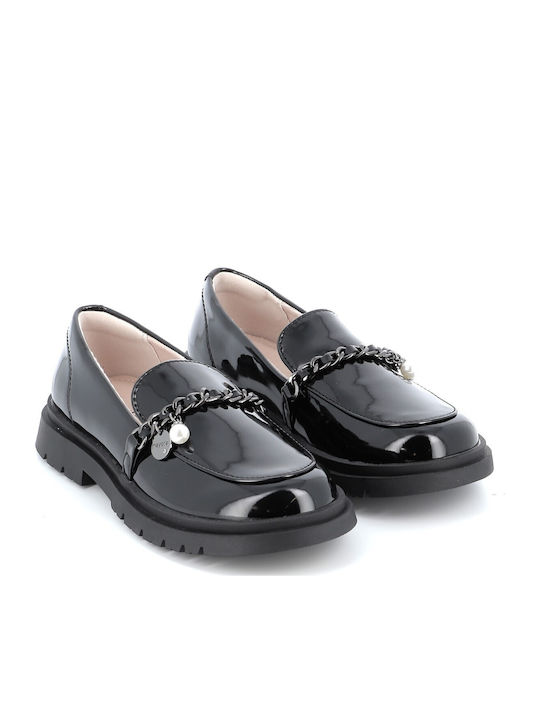 Girls Leather Slip-On Moccasins Black