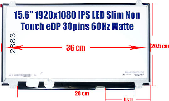 Οθόνη Laptop Hp 15-db0031nv 15.6'' 1920x1080 Wuxga Fhd Led 30pin Edp Slim Κωδ 2883