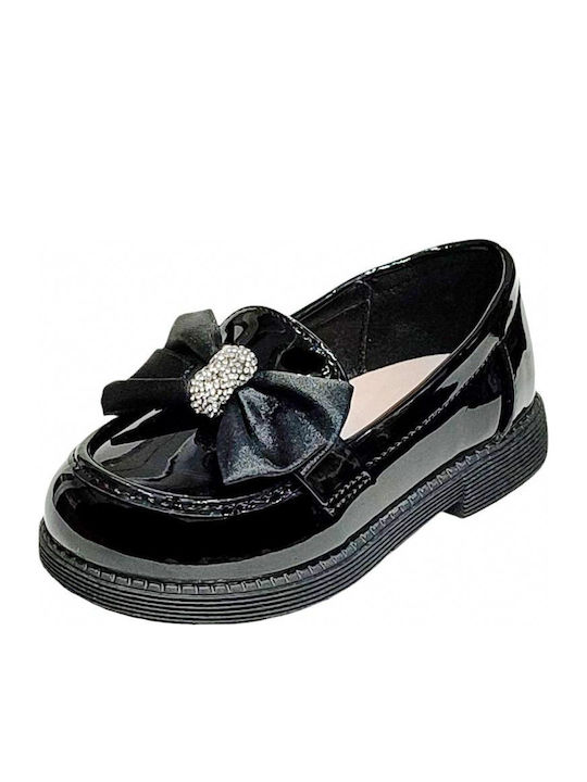 Girls Patent Leather Moccasins Black