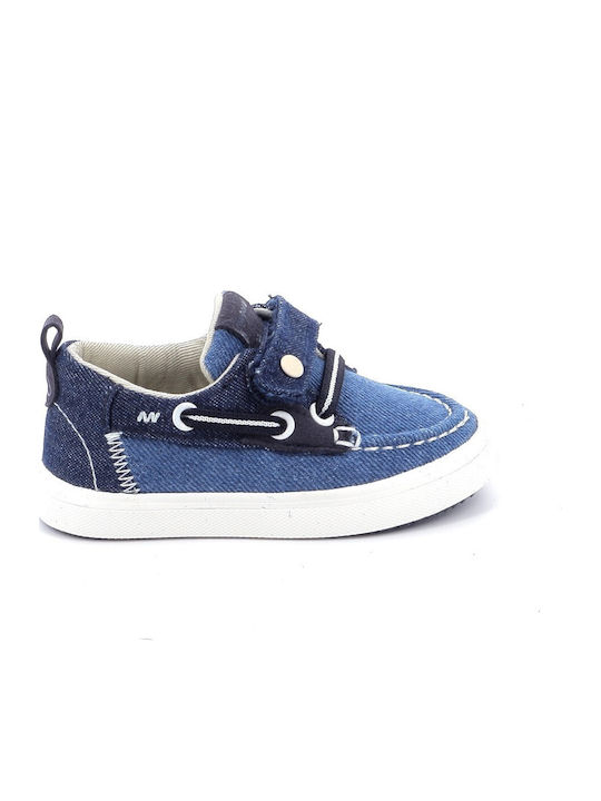 Boys Fabric Moccasins with Velcro Navy Blue