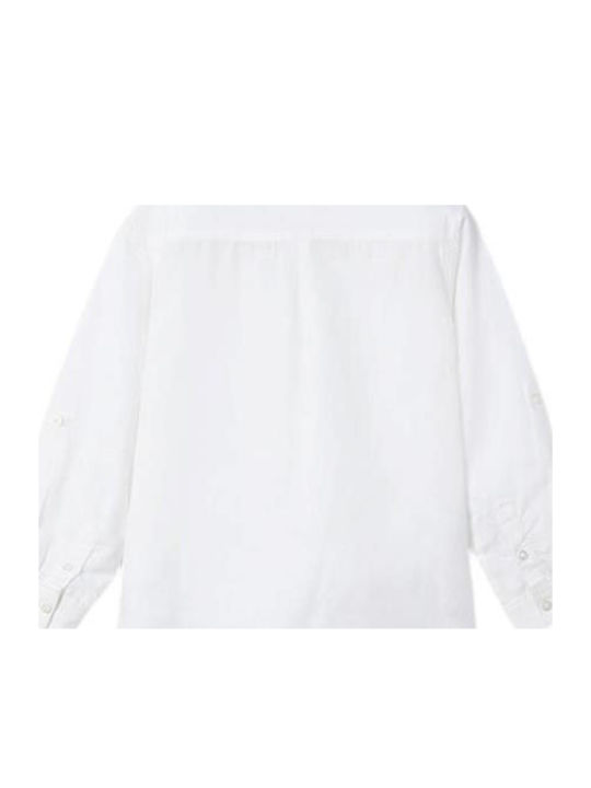 Kids Shirt Long Sleeve Linen White