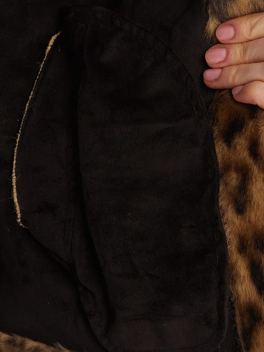 Women's Short Fur Leopard Print