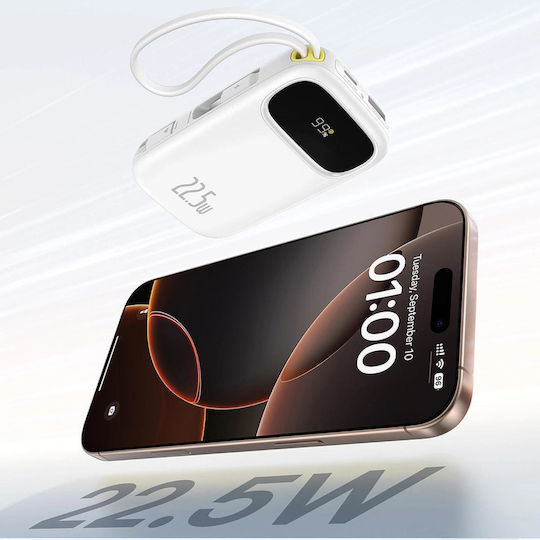 Baseus EnerFill FC31 Power Bank 20000mAh 22.5W με Θύρα USB-A και Θύρα USB-C Λευκό