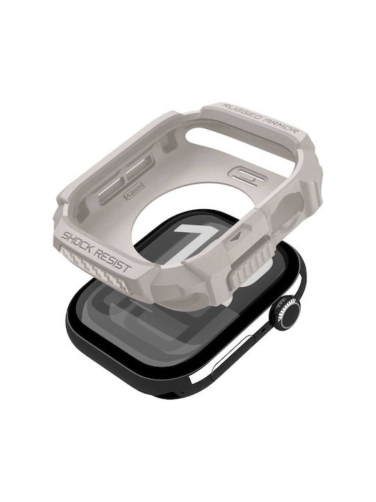Spigen Rugged Armor Силиконов Калъф в Бежов цвят за Apple Watch 10, Apple Watch 11, 42 мм