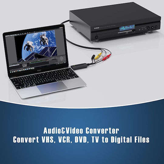 Convertor VHS la Digital USB – Placă de Captură Video Audio Windows 11 10 8 Ideal pentru Casete VHS Camere DVR