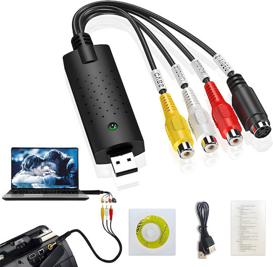 Convertor VHS la Digital USB – Placă de Captură Video Audio Windows 11 10 8 Ideal pentru Casete VHS Camere DVR