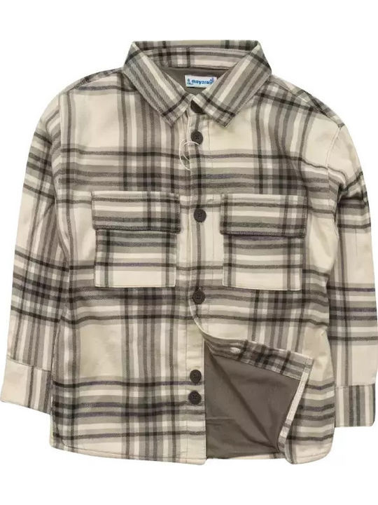Kids Checked Shirt Long Sleeve Gray