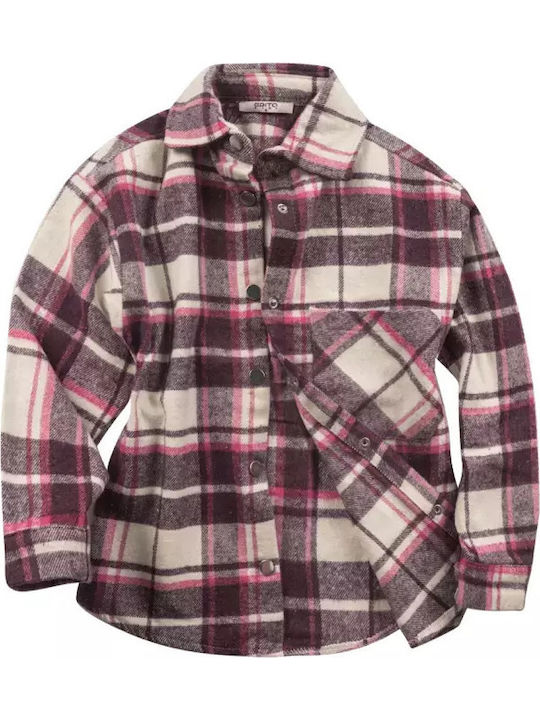 Kids Checked Shirt Long Sleeve White