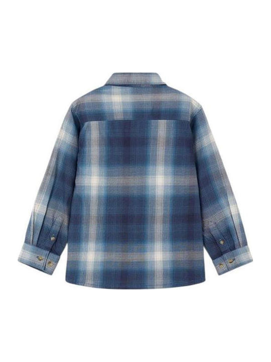 Kids Checked Shirt Long Sleeve Blue