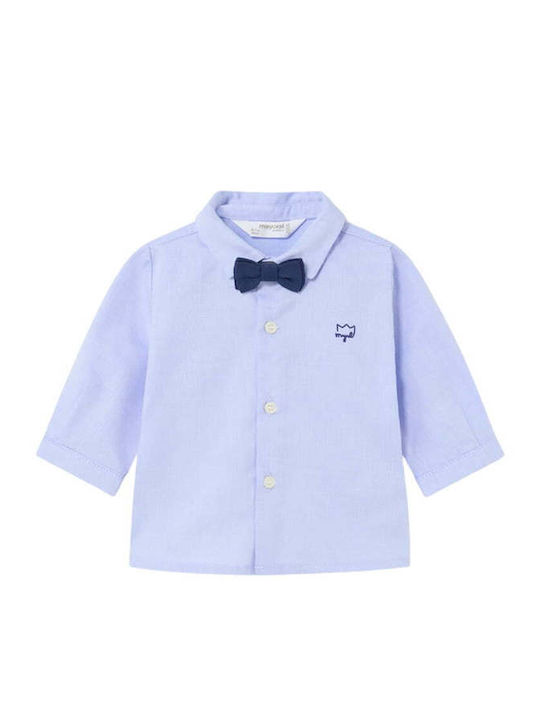 Kids Shirt Long Sleeve Linen Light Blue