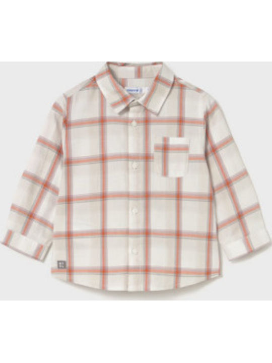 Kids Checked Shirt Long Sleeve Pumpkin