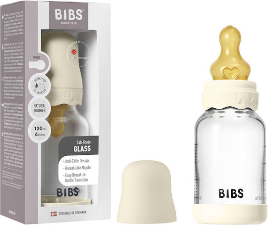 Bibs Σετ Γυάλινα Μπιμπερό Κατά των Κολικών με Θηλή Καουτσούκ για 0+ μηνών 120ml