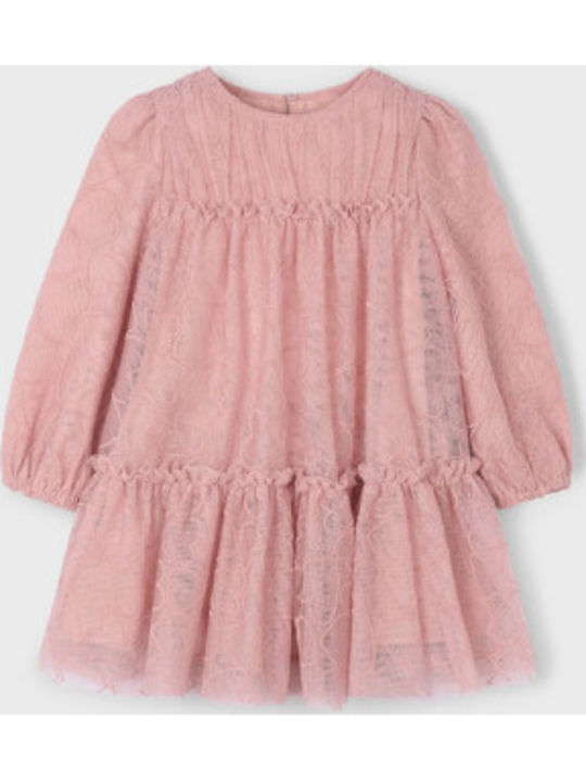 Children's Dress Long Sleeve Tulle Soft Pink