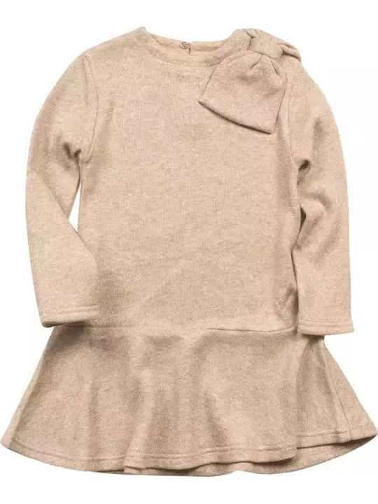 Children's Dress Long Sleeve Knitted Dark Beige