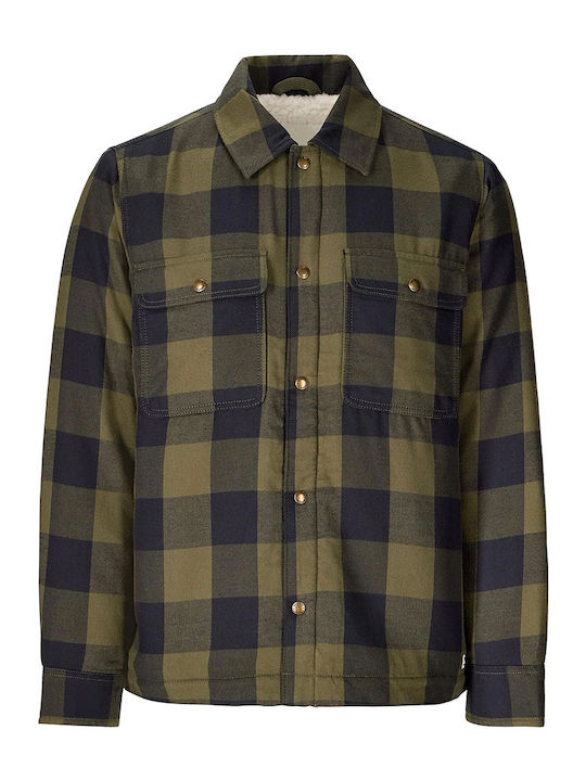 Langärmeliges Flanell Overshirt Khaki