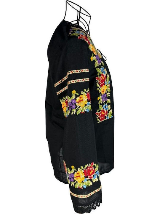 Damen Bluse Baumwolle Black, Yellow
