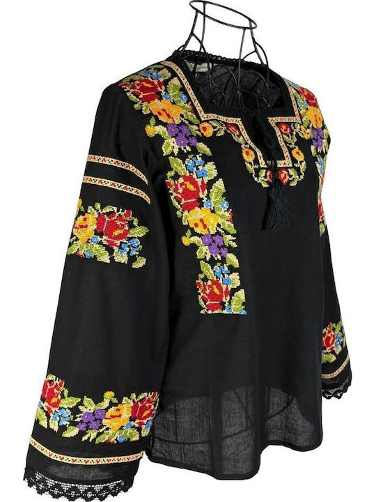 Damen Bluse Baumwolle Black, Yellow