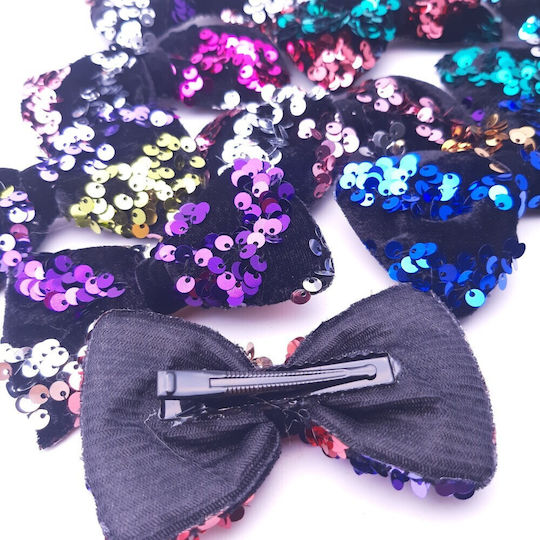 Schwarze Samt Schleife Haarspangen Bunte Pailletten 2