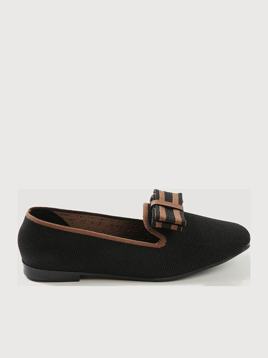 Leder Damen Mokassins in Schwarz Farbe