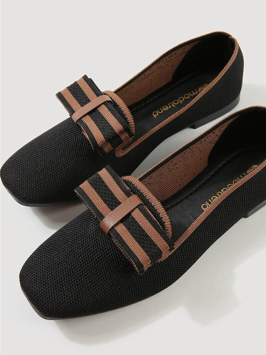 Leder Damen Mokassins in Schwarz Farbe