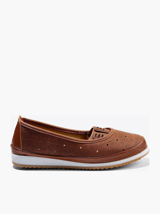 Leder Damen Mokassins in Braun Farbe
