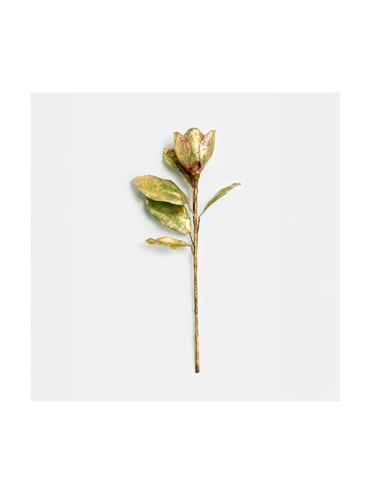 Magnolia Λουλουδι Τεχνητο Υφασμα Pvc Πρασινο Χρυσο 58 Σετ 12 Τμχ 030778 Υφασμα Pvc