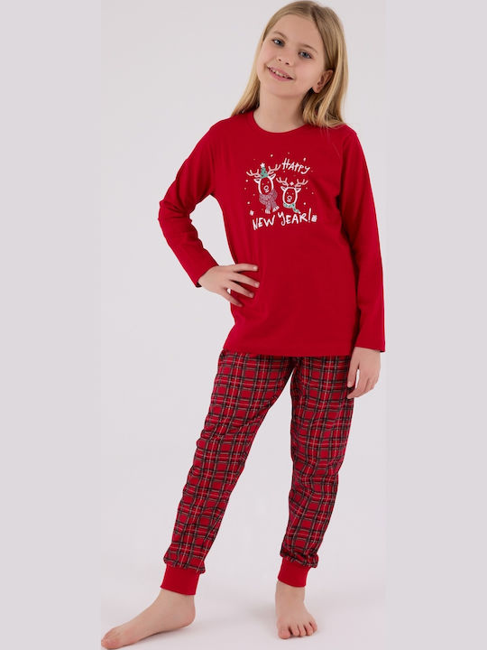 Arnetta Kinder Schlafanzug Winterlich Baumwoll Red