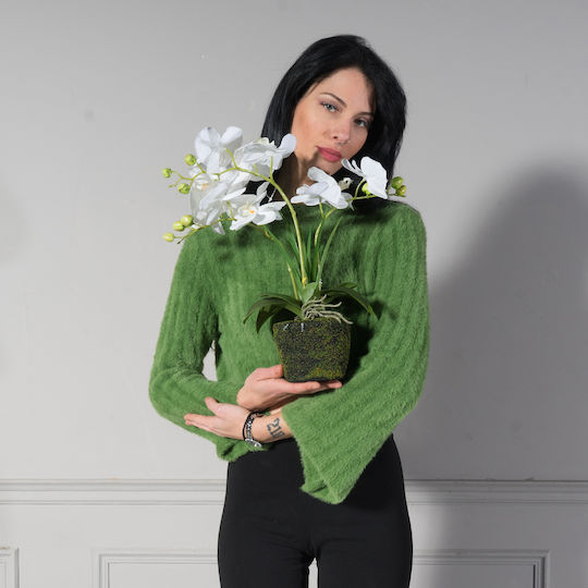 Künstliche Pflanze im Topf Orchidee Weiß 42cm Supergreens