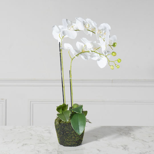 Künstliche Pflanze im Topf Orchidee Weiß 42cm Supergreens